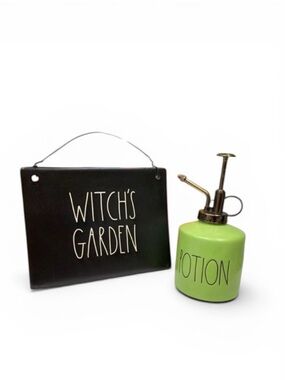 Rae Dunn Black Sign with Lime Green Potion Mister